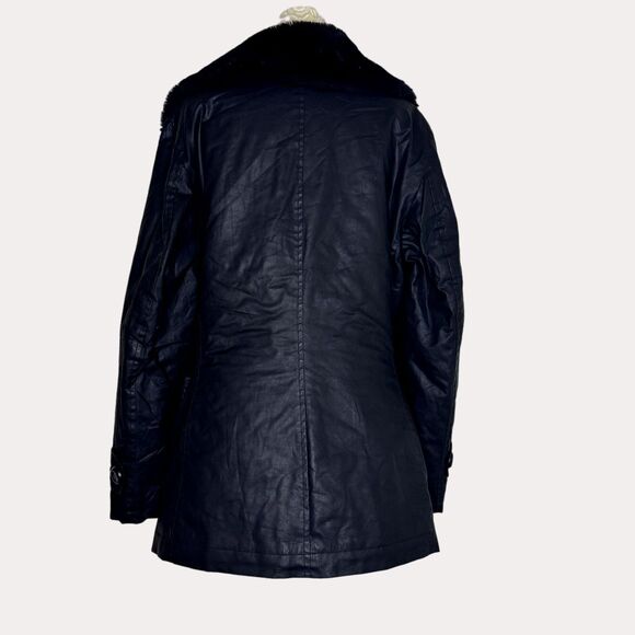 Antonio Derrico Italy Double Breasted Jacket Coat Faux Fur Black S? M? bv - Picture 6 of 7
